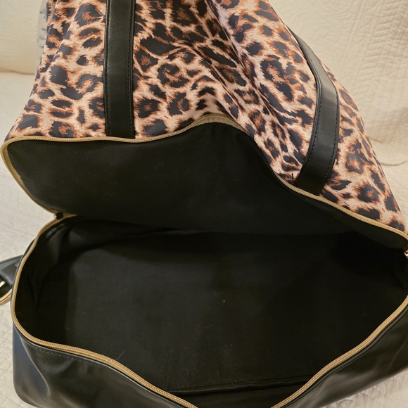 Leopard Print Women's Travel Bag with Black & Gold Accents - Picture 3 of 8
